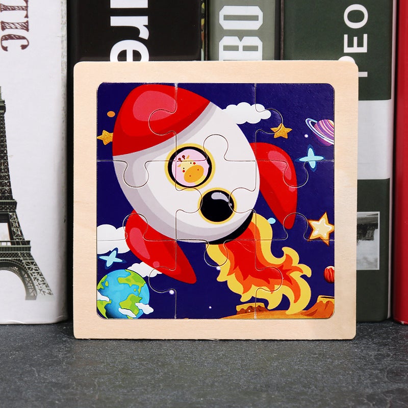 Cpc Ce Children'S Wooden Puzzle 9 Pieces Cartoon Animal Puzzle Kindergarten Baby Early Education Educational Toys - Image 1